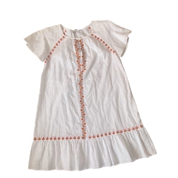 Madewell White Linen Blend Embroidered Dress Size Small - Picture 2 of 4